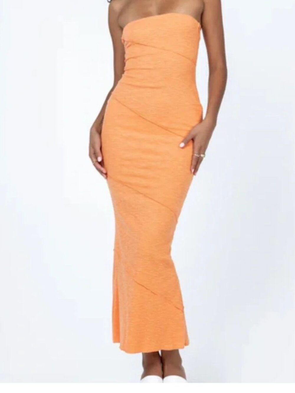 Princess Polly Oscar Midi Tube Top Dress, Orange, Size 2
